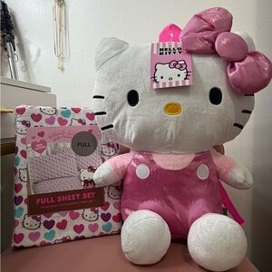 Hello Kitty Pink and White Plush Backpack with Full Sheet Set
